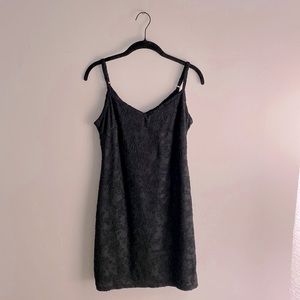 Black floral embroidered dress